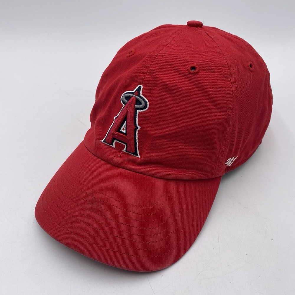 Los Angeles Angels Hat 47 Brand Clean Up Strapback VGC Red Cotton Slouch Dad